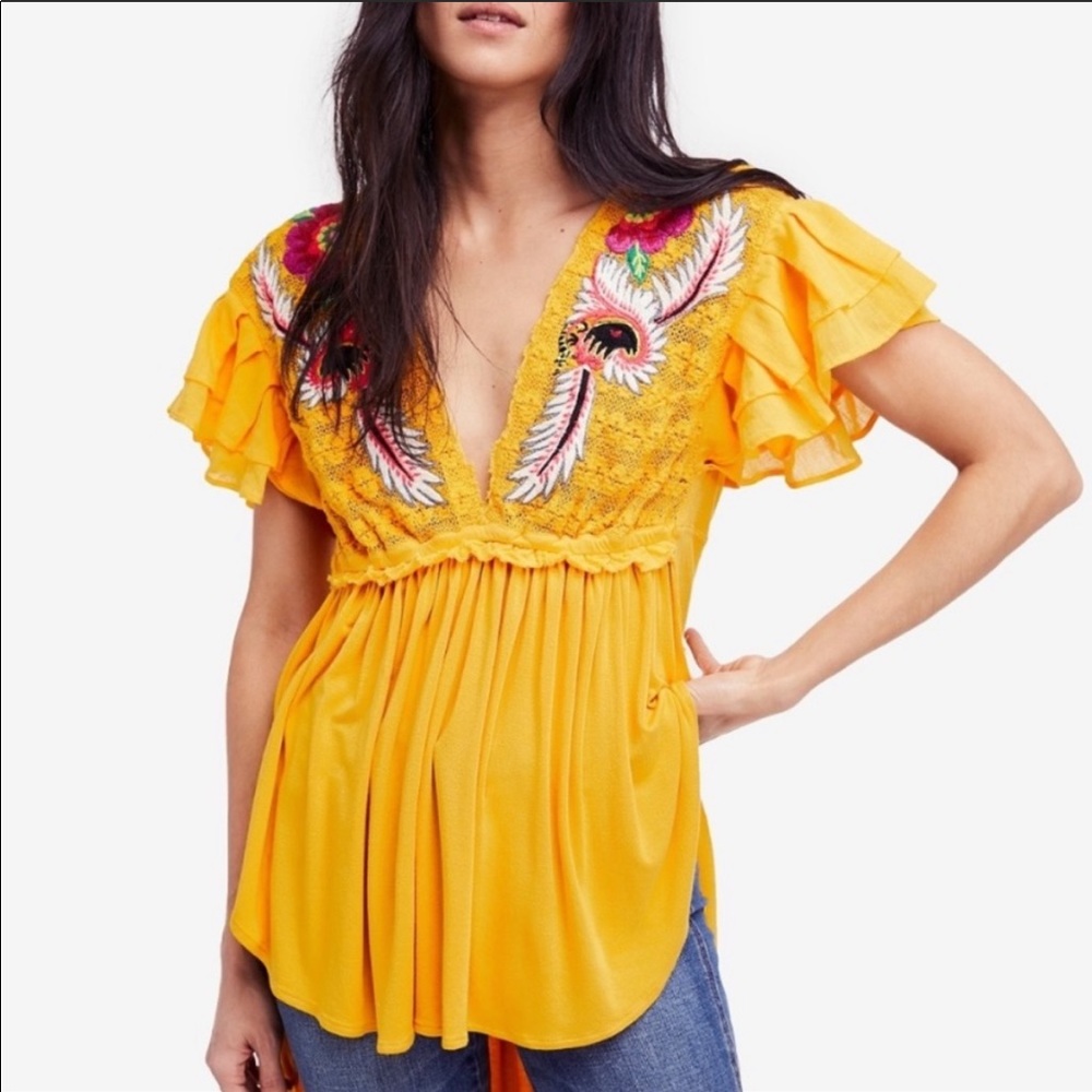 Vibrant yellow Free People tunic